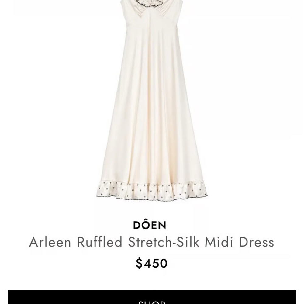 Caroline Constas women Arleen Midi Dress sz S Cream Silky Satin Embroidered
